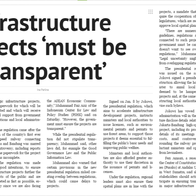 2016-February-01-Jakarta Post-Infrastructure projects-