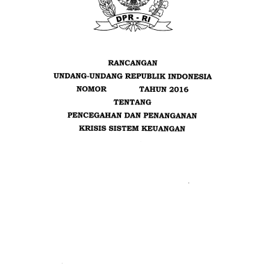 RUU Pencegahan dan Penanganan Krisis Sistem Keuangan