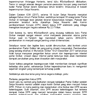 Siaran Pers-Golkar Bersih